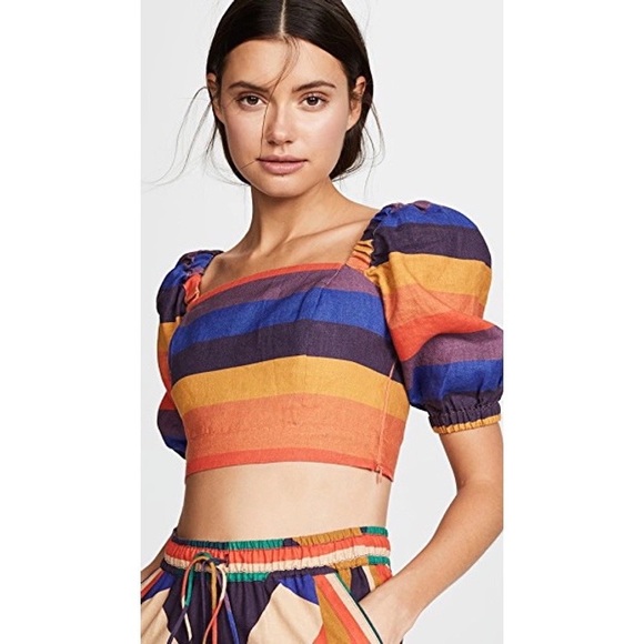 Farm Rio Rainbow Puff Sleeve Crop Top - Picture 5 of 7